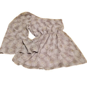 Dandelion Print One Shoulder Bell Sleeve Mini Dress Party Homecoming  Size‎ M